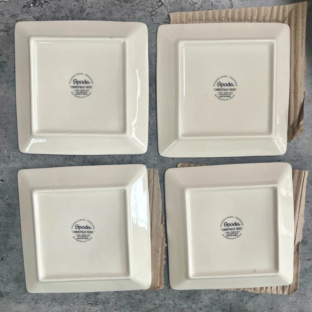 SPODE Christmas Tree Set of 4 Tidbit Plates - Picture 6 of 8